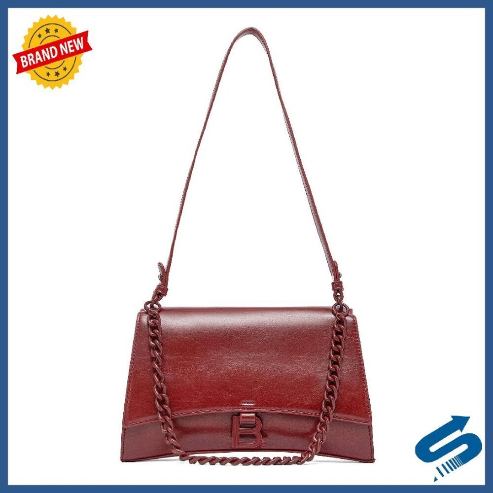 Vegan Leather Chain Strap Shoulder Bag - Compact Daily Purse